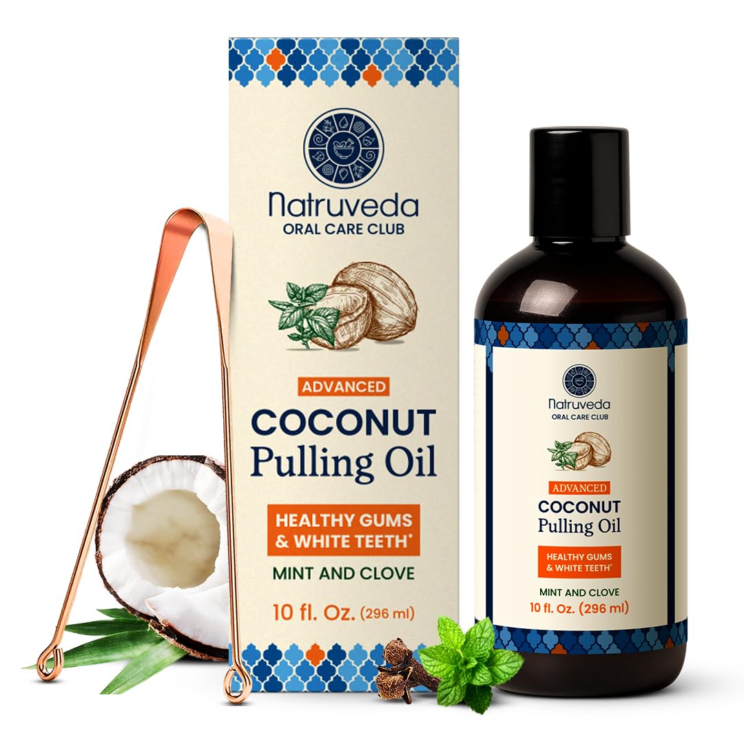 Coconut Oil Pulling Mouthwash – Natural Whitening Ayurvedic Rinse | Fresh Mint Blend | Coconut Oil Pulling for Teeth & Gums | Whyte Oil Pulling | Aceite de Coco para Los Dientes -10 oz