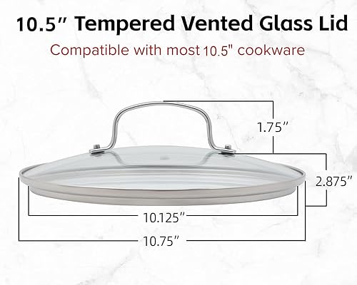 Nuwave Tapa de vidrio templado ventilado de 9 pulgadas, resistente a roturas, apta para horno, apta para lavavajillas, borde y mango de acero