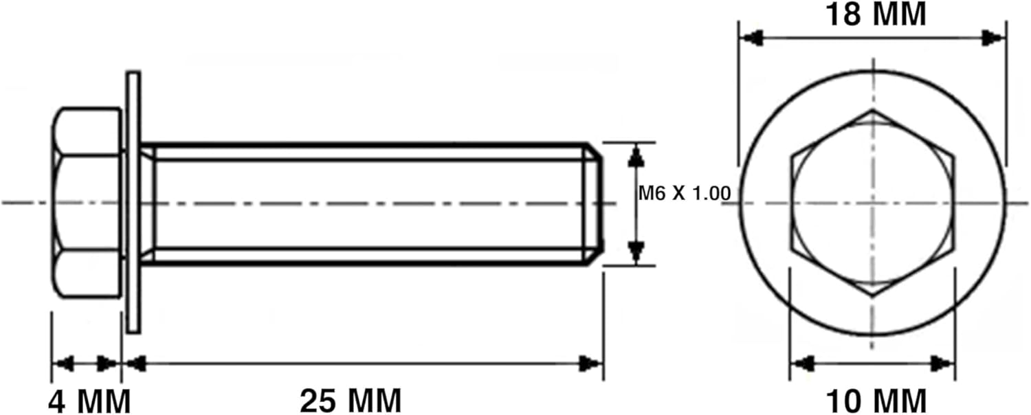 Restagraf - Special Hex Body Screws - XC60 Steel - Diameter M6-1 x 25mm - Ref 11581 - Compatible with Alfa Romeo, Citroen, DS, Fiat, Nissan, Opel, Peugeot, Toyota - Pack of 10