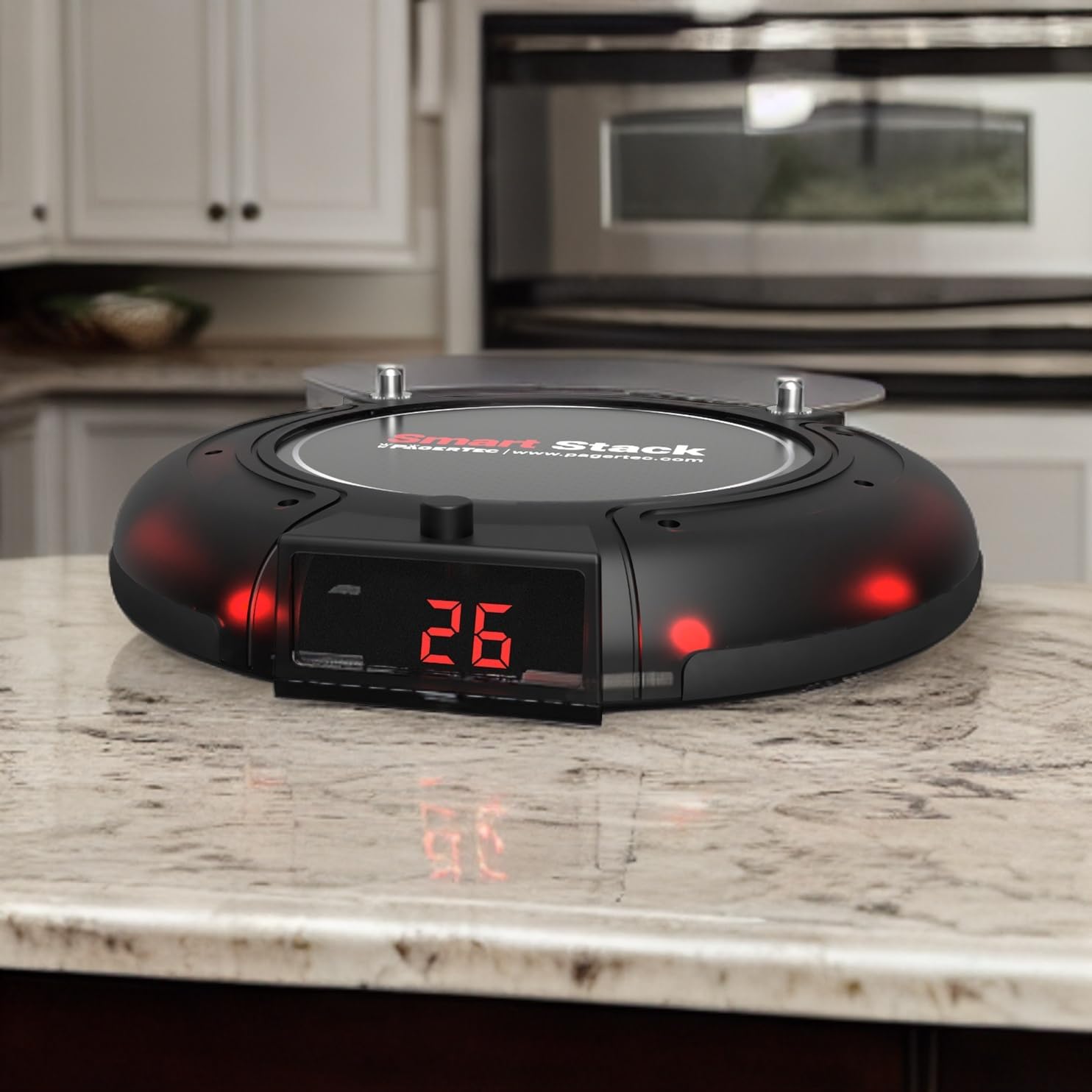 PagerTec Wireless Coaster Paging Calling System for Restaurants, Hospitals, Office & Hotels | Consists: 1 Transmitter, 2 Charging Bases & Long Range Pagers (Set of 30 Units)