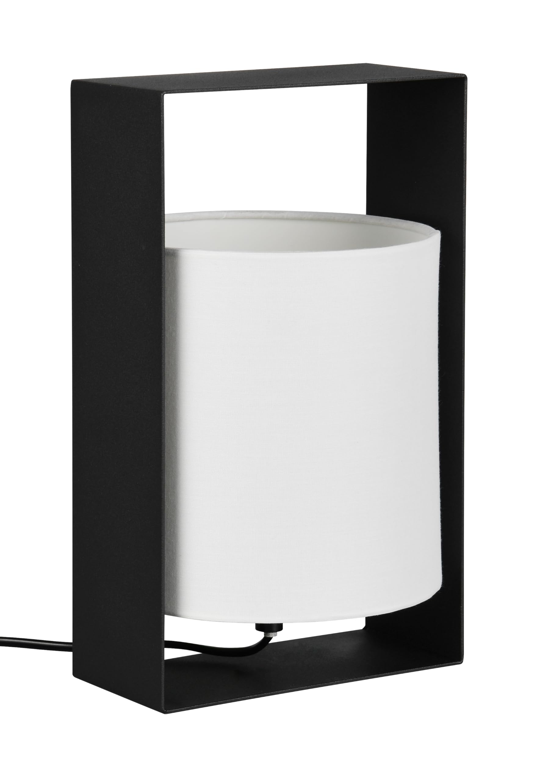 Reality Leuchten Tischleuchte Pail R55751032, Metall Schwarz matt, Schirm Stoff Weiß, exkl. 1x E27