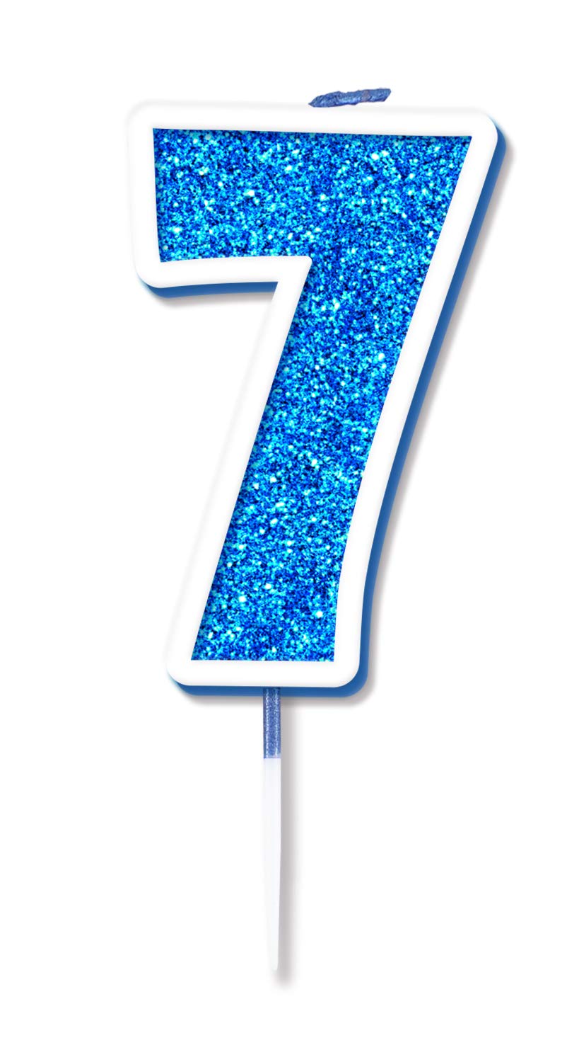 Oaktree Blue Glitter No.7 Candle 7.5Cm /Silver Glitter