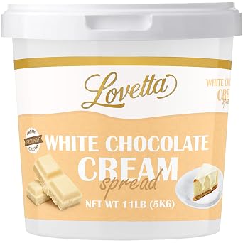 Lovetta White Chocolate Cream Bulk 11lb 5kg Tub Smooth Gourmet White Chocolate Dessert Spread, Rich Creamy Filling for Pastries, Cakes, Crepes & Bakeries Ready to Use