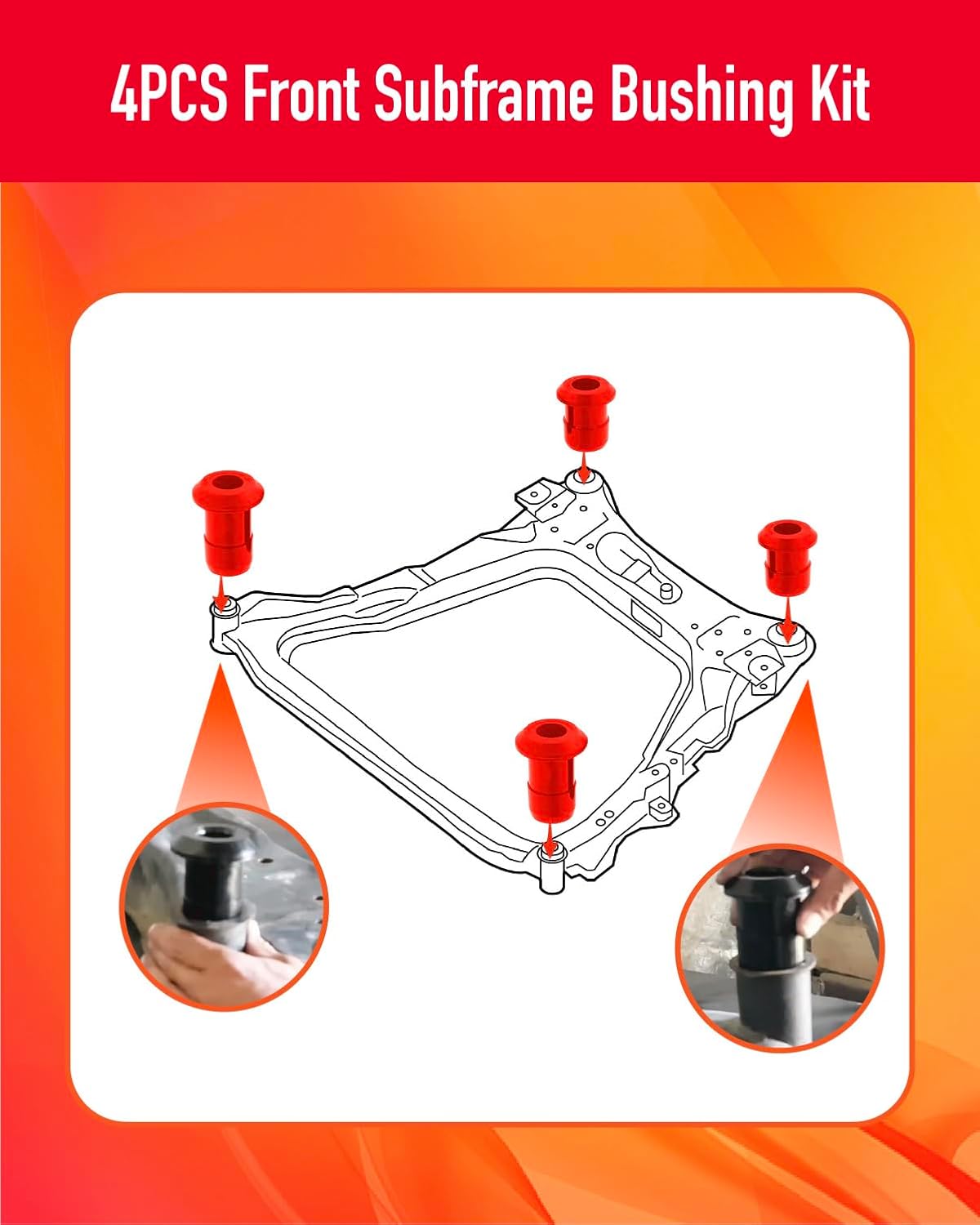 Front Subframe Bushing Kit for Nissan Rogue 2008-2020 Replaces 54466-JD000 54467-BR00A Polyurethane