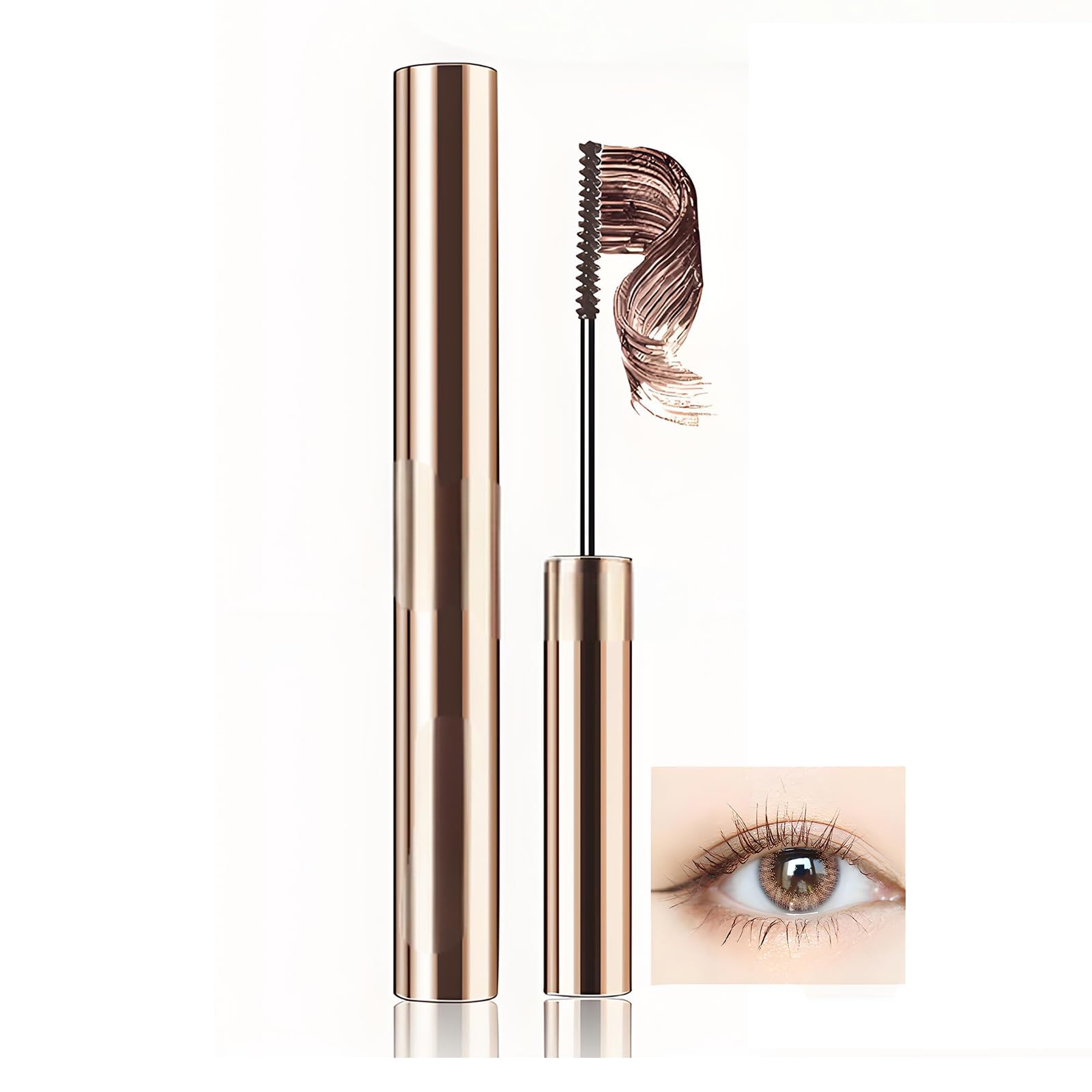 Brown Mascara for Mature Women in Their 20s Waterproof Long-Lasting Smudge-Proof Telescopic Mascara for Mature Thinning Lashes with Gentle Formula for Sensitive Eyes Slim Brush (Brown)