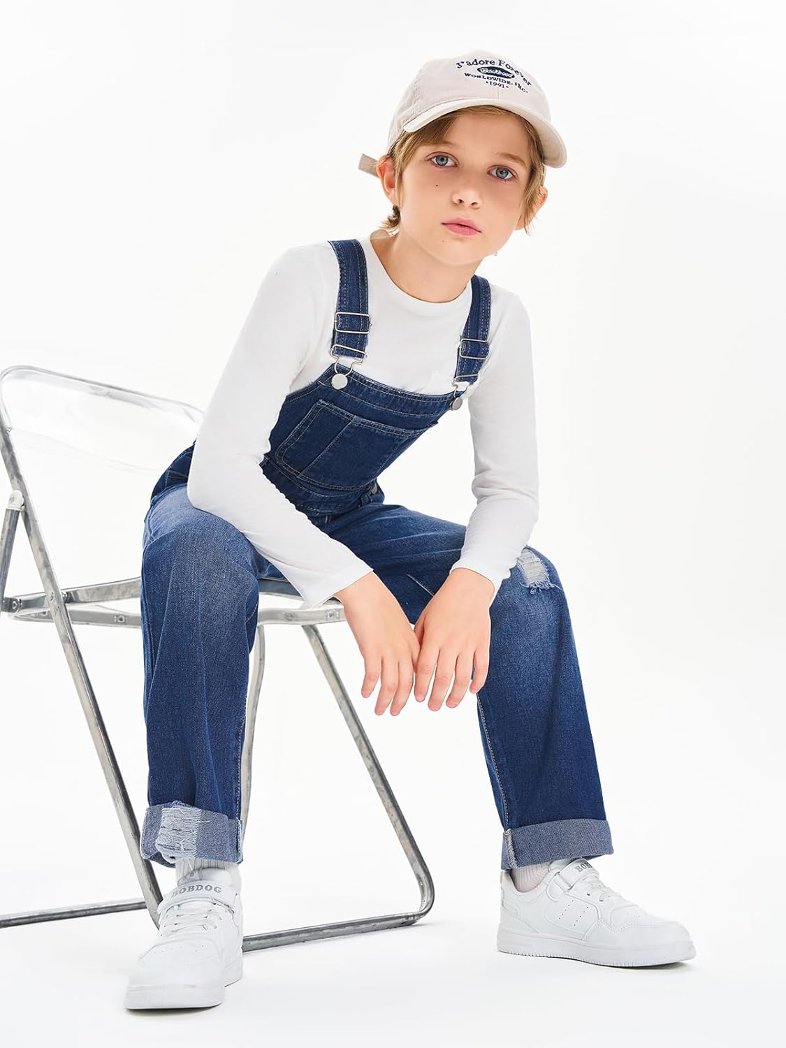 Haloumoning Boys Denim Bib Overalls with Adjustable Straps and Convenient Tool Pockets 5-14 Years - Image 4