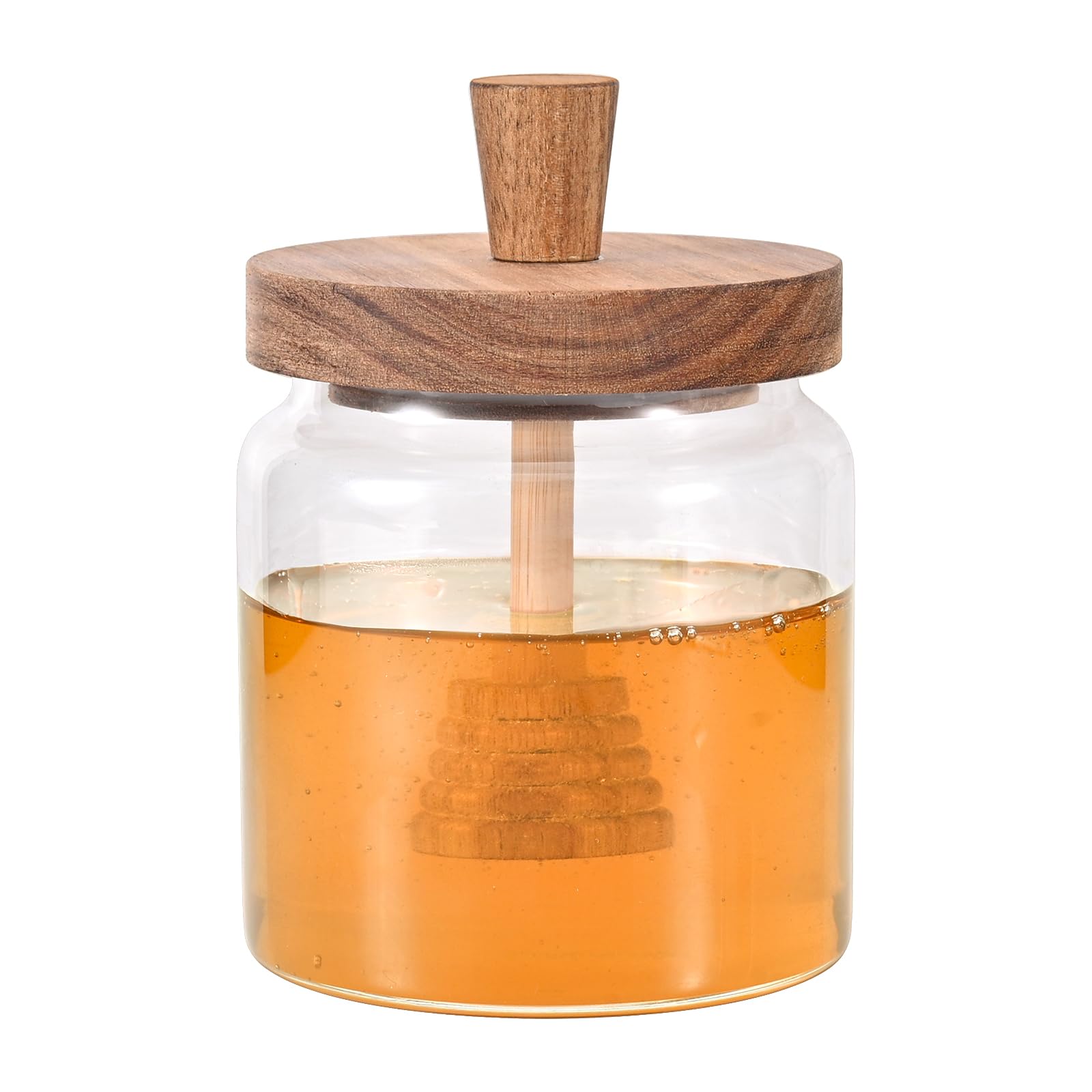 Honigglas 500ml Mit Holzdeckel & Löffel - Klassischer Honigspender Aus Glas