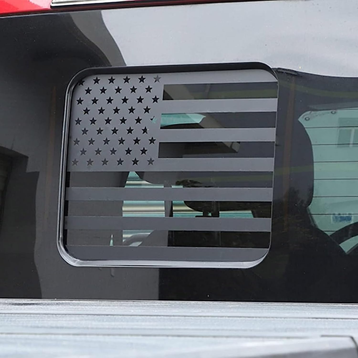 PSLER Rear Middle Window American Flag Decals for Ford F150 2015-2023 F-250 F-350 2017-2020 USA Flag Decal Matte Black