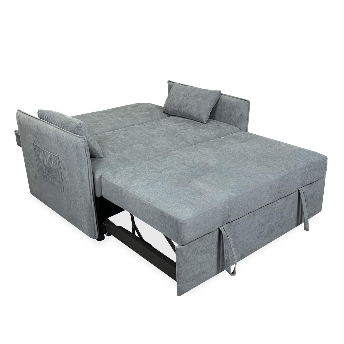 Homey - Sofá Cama de 2 Plazas Modelo Zumaia, Diseño Moderno, Práctico y Funcional, con Cojines Decorativos, Fácil Apertura, Gris