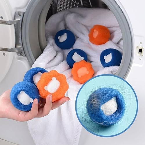 Tierhaarentferner Waschmaschine, 8 Pieces Wiederverwendbar Fusselentferner, Haarfänger Waschmaschine, Waschbälle Gegen Tierhaare, Fusselfänger für Kleidung und Bettzeug