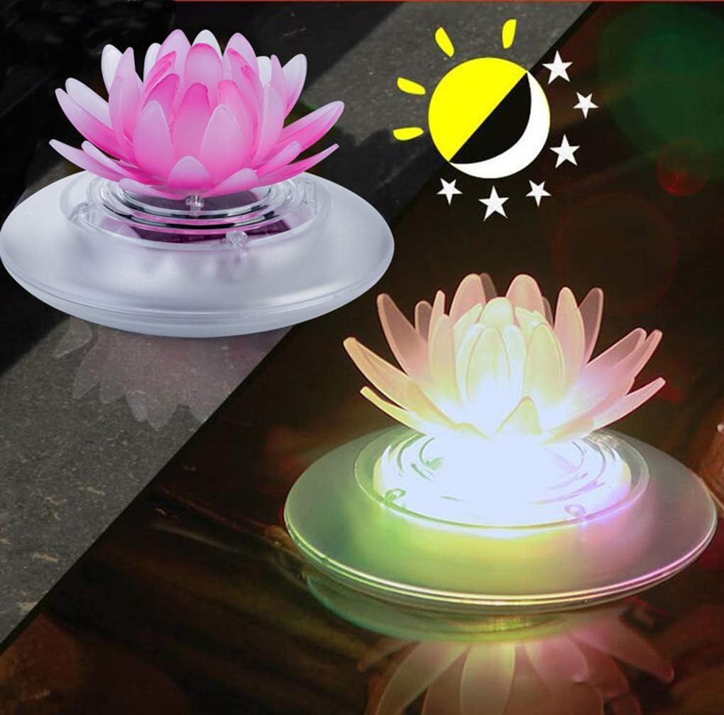 pearlstar Solar Floating Pool Lights Outdoor Pond Decoration Lighting Waterproof Color Changing LED Garden Lotus Lamp for Swimming Pool, Lily Pond, Yard (Lotus-4pack)