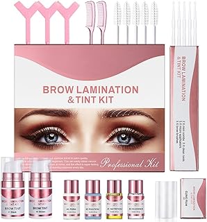 Upgrade Brow Lamination Tint Kit - Eyebrow Lamination Kit with Black & Brown Color Eyebrow Dye, Eyebrow Perm Kit & Eyebrow Lift Kit for Fuller and Thicker Brow, Long Lasting for 6-8 Weeks