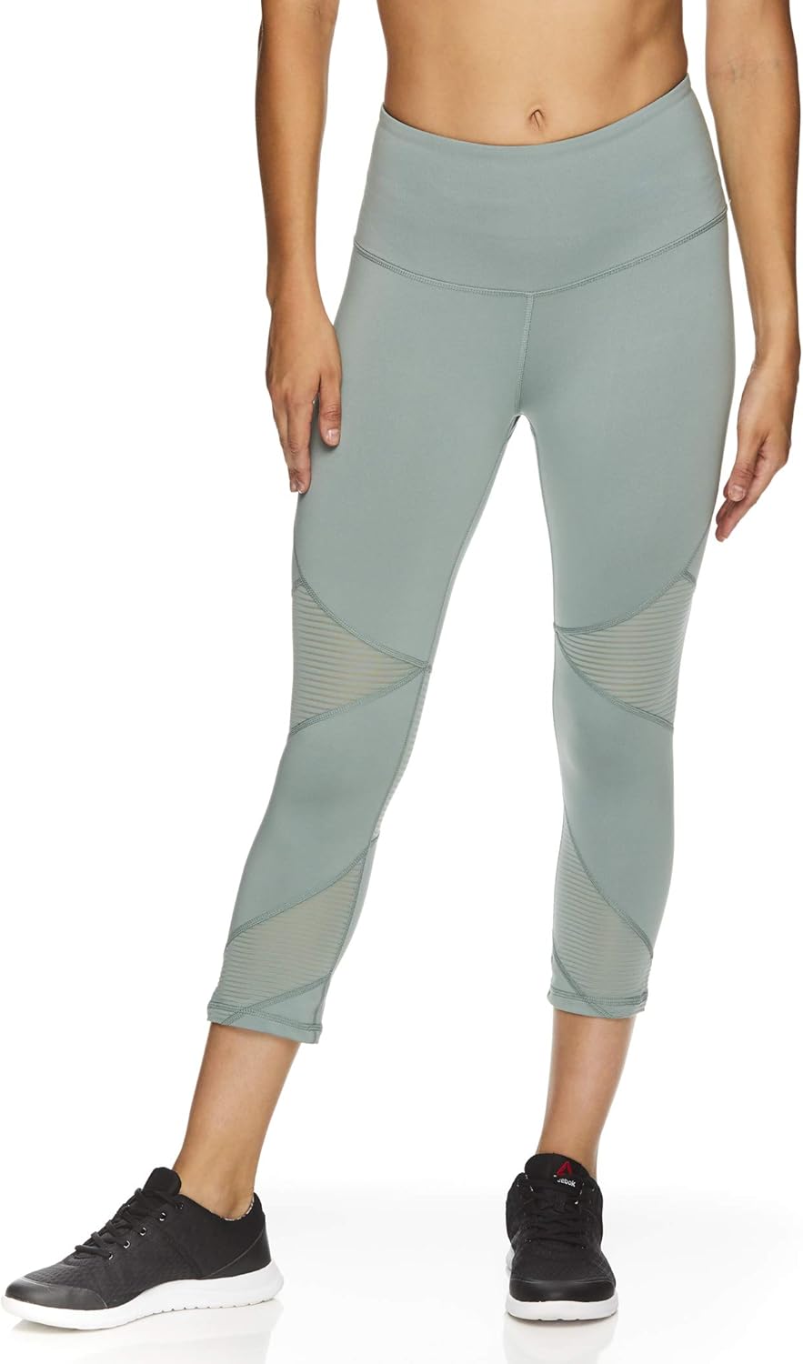 Reebok Womens Highrise Capri Compression Athletic Pants