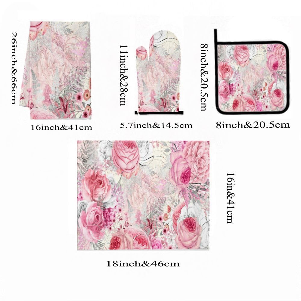 9PCS Elegante Rosa Roses1 Cucina Decor e Accessori Set
