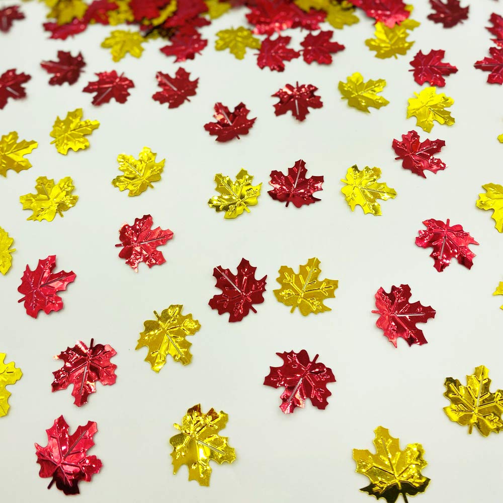 FunPartyArt Thanksgiveing Maple Leaf Confeti-Autumn Party Metallic Creater Fall Sequin Sprinkles Table Decorations for Holiday Party Supplies 1.6 OZ (Maple Leaf)