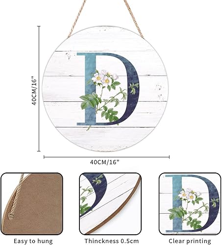 Vista 160 de Welcome Sign for Wall Initial Letter C Blue Round Wood Signs Monogram White Floral Wood Plaque Fresh Flowers 12in Mid Century Home Wall Decor for