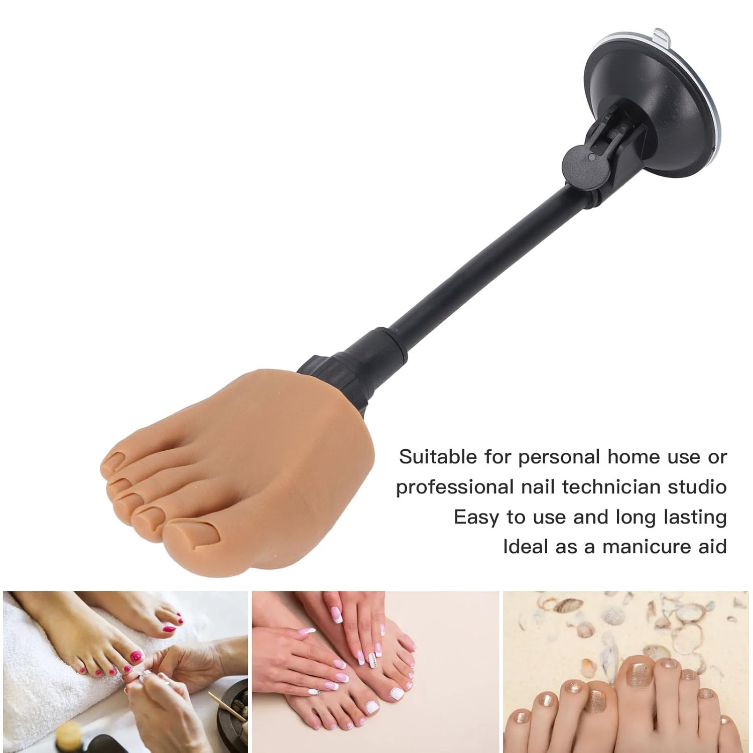 Silicone Nail Practice Trainning Foot with Stand, Flexible Bendable Nails Tip Half Foot Model, Manicure Mannequin Fake Foot Pedicure for Salon Art Training Display (Right Foot)