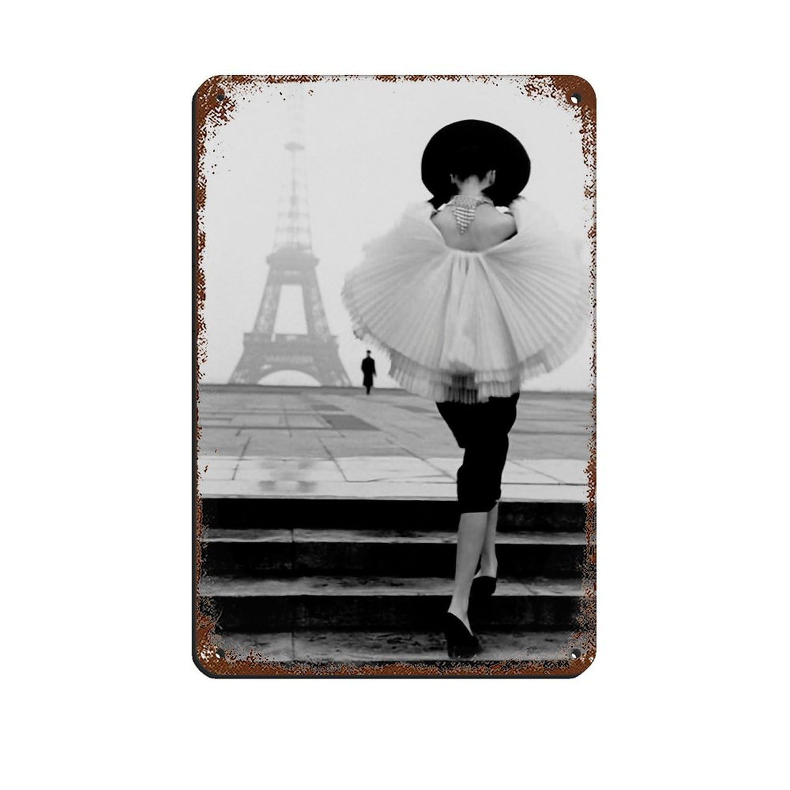 Vintage Paris Poster,Feminist Art,Travel Poster Retro Poster Metal Tin Sign Chic Art Retro Iron Painting Bar People Cave Cafe Family Garage Poster Wall Decoration 8x12inch(20x30cm)