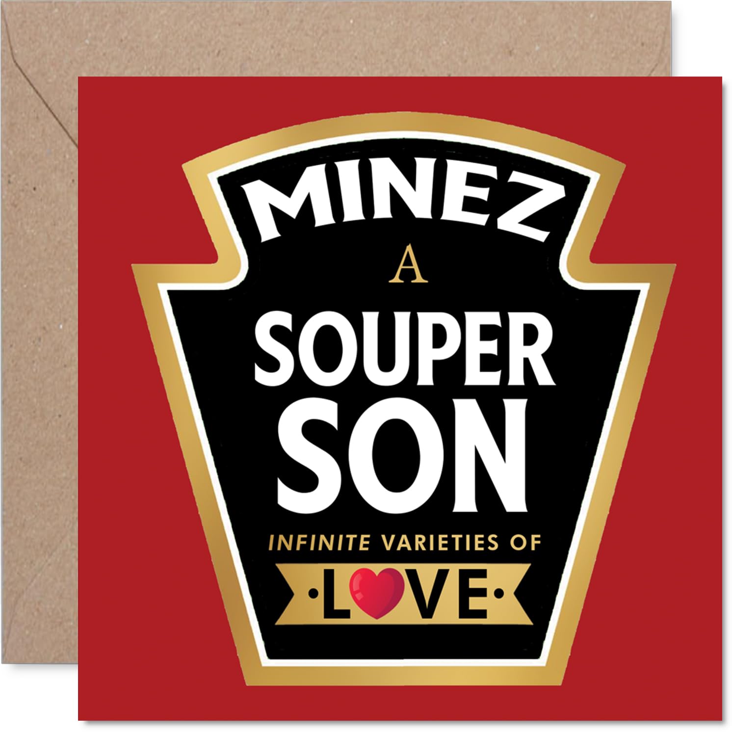 Son Birthday Card - Souper - Happy Birthday Card for Son from Dad Mum, 145mm Product Label Design Bday Greeting Cards