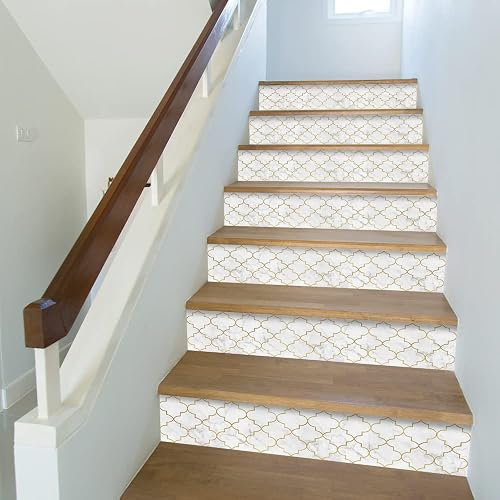 funlife 13Pcs Scandinavian Style Stair Riser Peel and Stick Vinyl