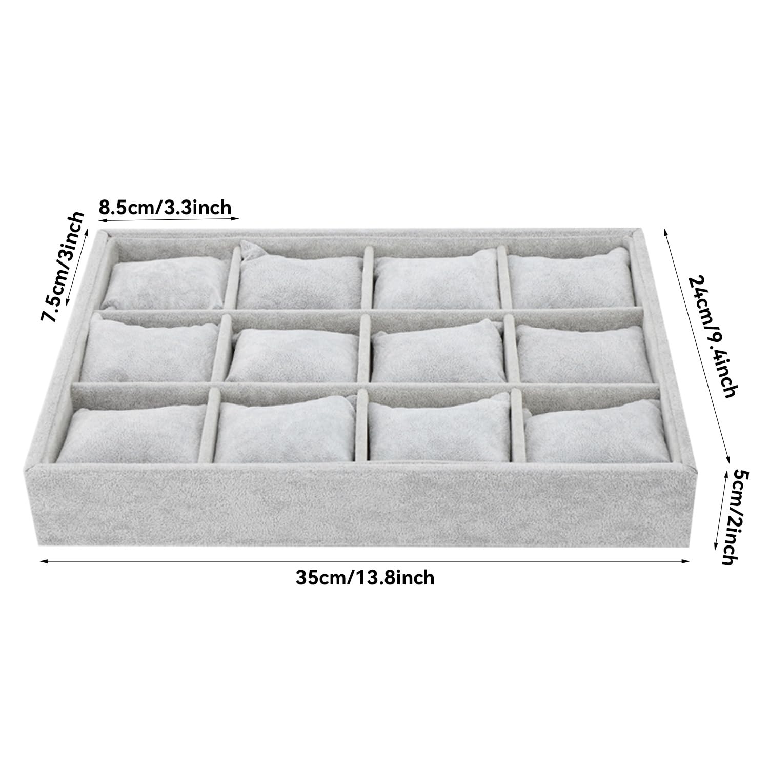 Tissting Bandeja de Reloj, Organizador Elegante de Joyas con 12 Ranuras y Almohadas Removibles, Soporte para Relojes y Pulseras, Caja de Exhibición Compacta para Hogar o Tiendas