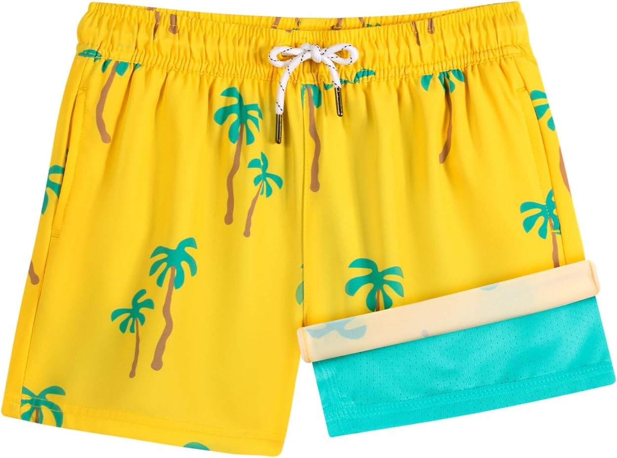 BRISIRA Boys Swim Trunks Bathing Suit Compression Boxer Brief Liner Swim Shorts Swimsuit Anti-Chafe Toddler Kids Youth Teen