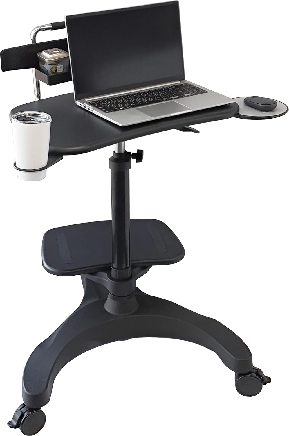 Black Adjustable Height Standing Laptop Desk with Cup Holder