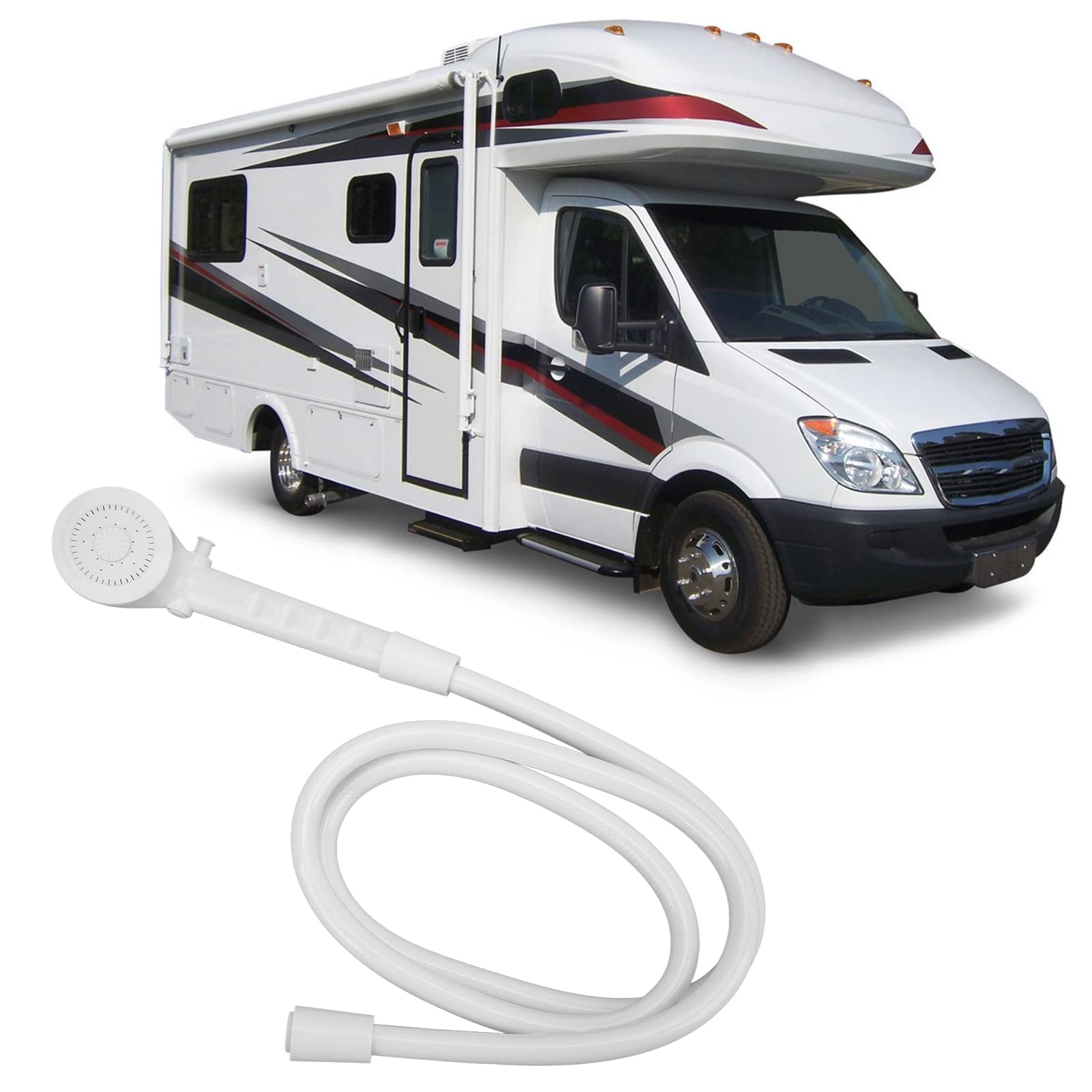 Regadera para caravanas, cabezal de ducha de mano con kit de manguera de 4.9 pies, flujo de 2.5 a 5 GPM portátil para autocaravana, caravana, barco marino