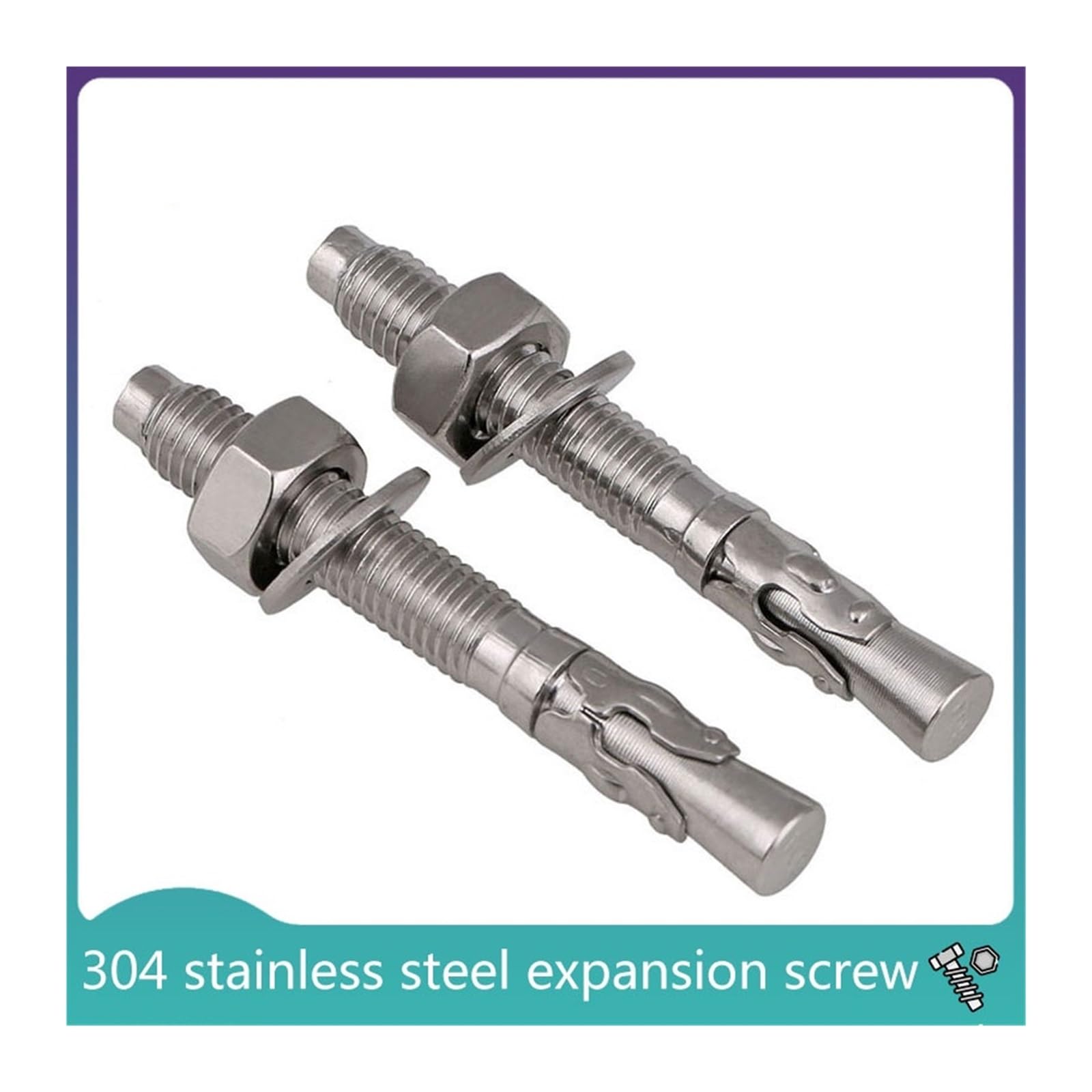 pernos de anclaje, Tornillo de expansión acero inoxidable 304, perno for reparación automóviles, M6, M8, M10, M12, M16, 2 unidades(60mm,M12)