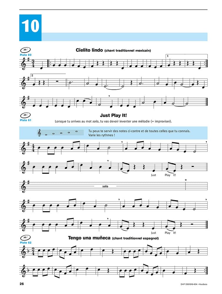 Écouter, lire & jouer Volume 1 Méthode de Hautbois Partition Débutant Audio en Ligne Méthode Progressive Instrument à Vent