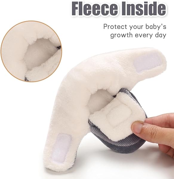 Baby Winter Warm Fleece Bootie, Newborn Non-Slip Soft Sole Winter Shoes Sock Shoes Cute Adjustable Crawling Shoes Prewalker Boots for Girls Boys Toddler 0-18 Months - 4