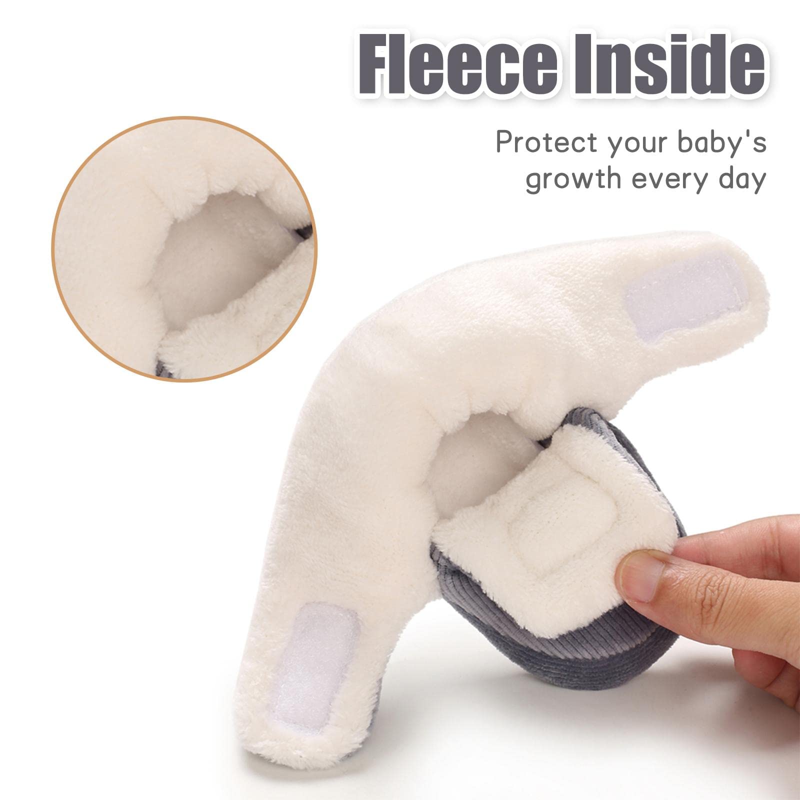 Baby Winter Warm Fleece Bootie, Newborn Non-Slip Soft Sole Winter Shoes Sock Shoes Cute Adjustable Crawling Shoes Prewalker Boots for Girls Boys Toddler 0-18 Months - 5