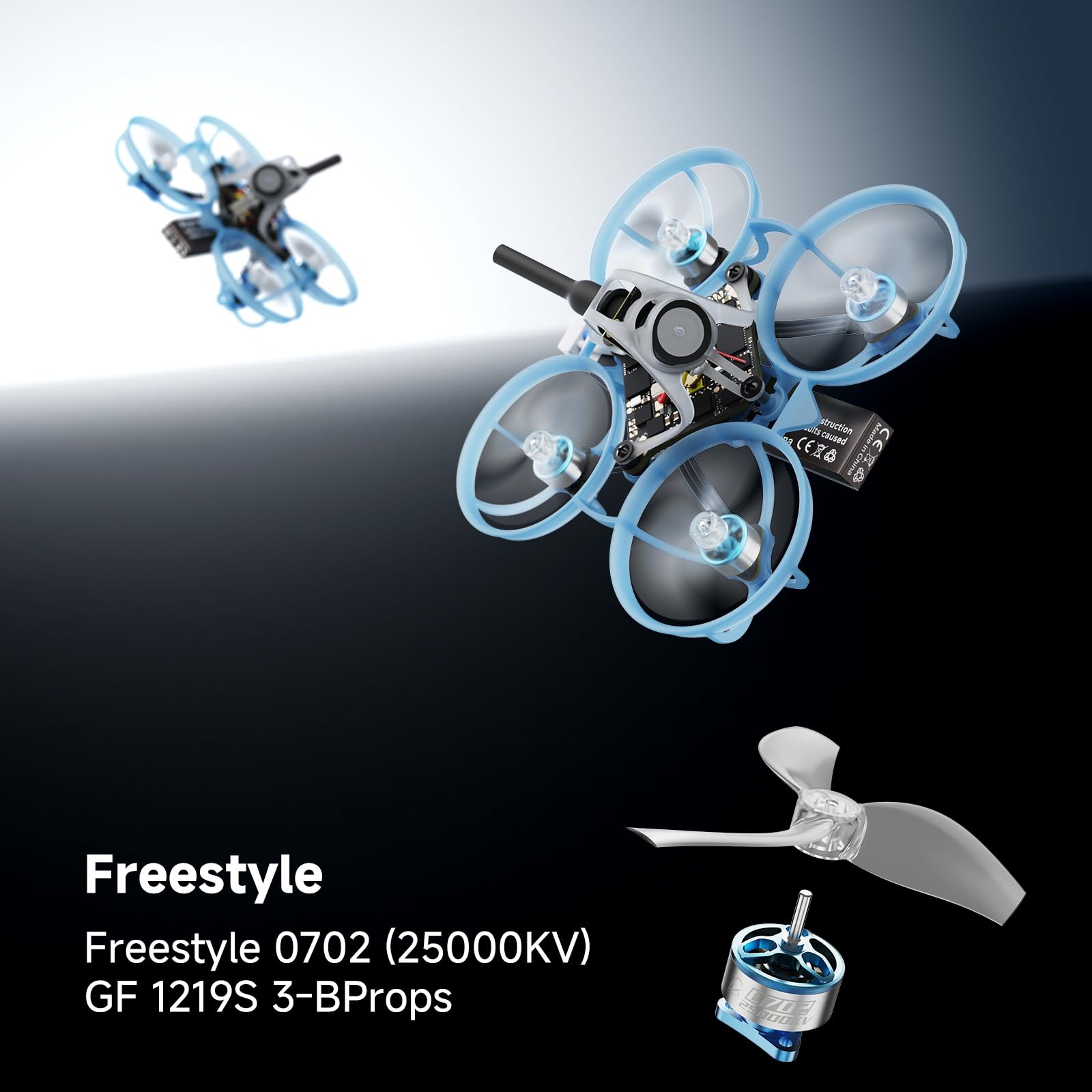 BETAFPV Air65 II Brushless Whoop Quadcopter, Ultraleichte 1S 65mm Mikro Drohne mit Matrix 1S 5IN1 II 12A FC, 0702 25000KV Motor, 1219S 3-B Prop, C03 Kamera, Air II Überdachung Rahmen für FPV Freestyle