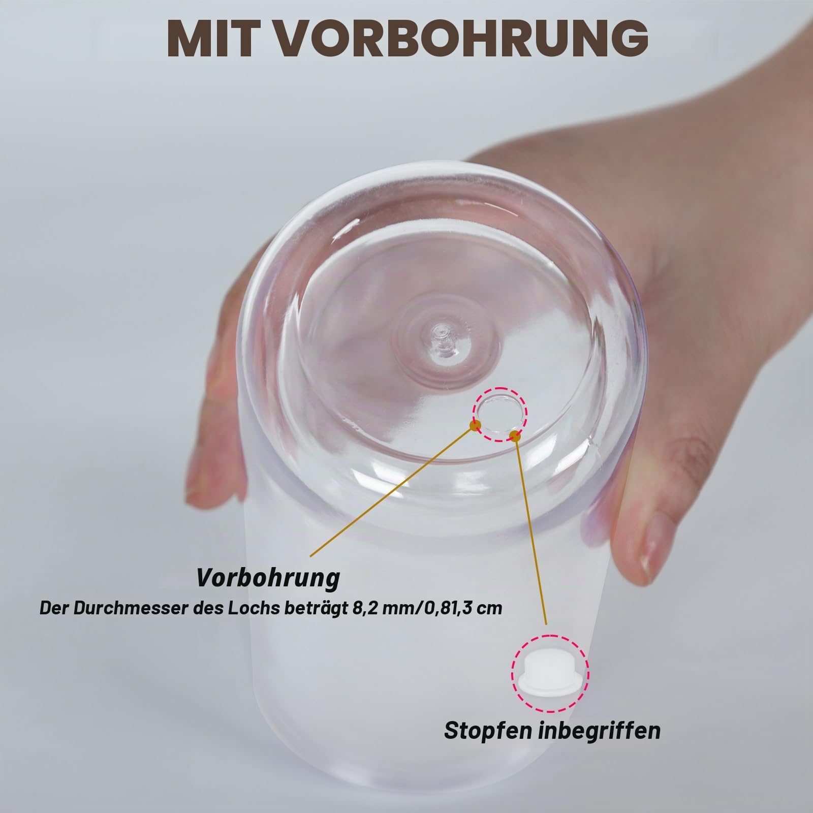 Acryl-Schneekugel-Becher, 473 ml, vorgebohrt, doppelwandig, Kunststoff, transparent, für Glitzer-Schneekugel zum Selbermachen, doppelwandige Kunststoff-Schneekugelbecher mit transparentem
