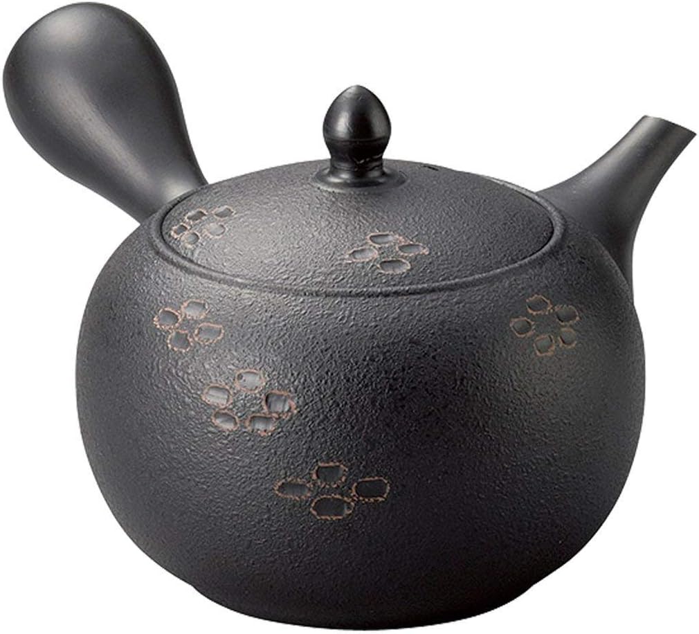 Japanese Large Kyusu Tokoname Handmade Clay Teapot 15.6 Fluid Ounces Shunjuu Scarlet Crest Pattern Black L339 from Japan (1)