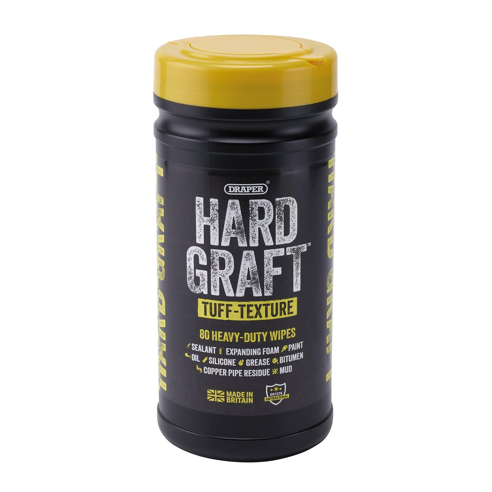 Draper 12436 Hard Graft Multipurpose Tuff-Texture Wipes (Tub of 80)