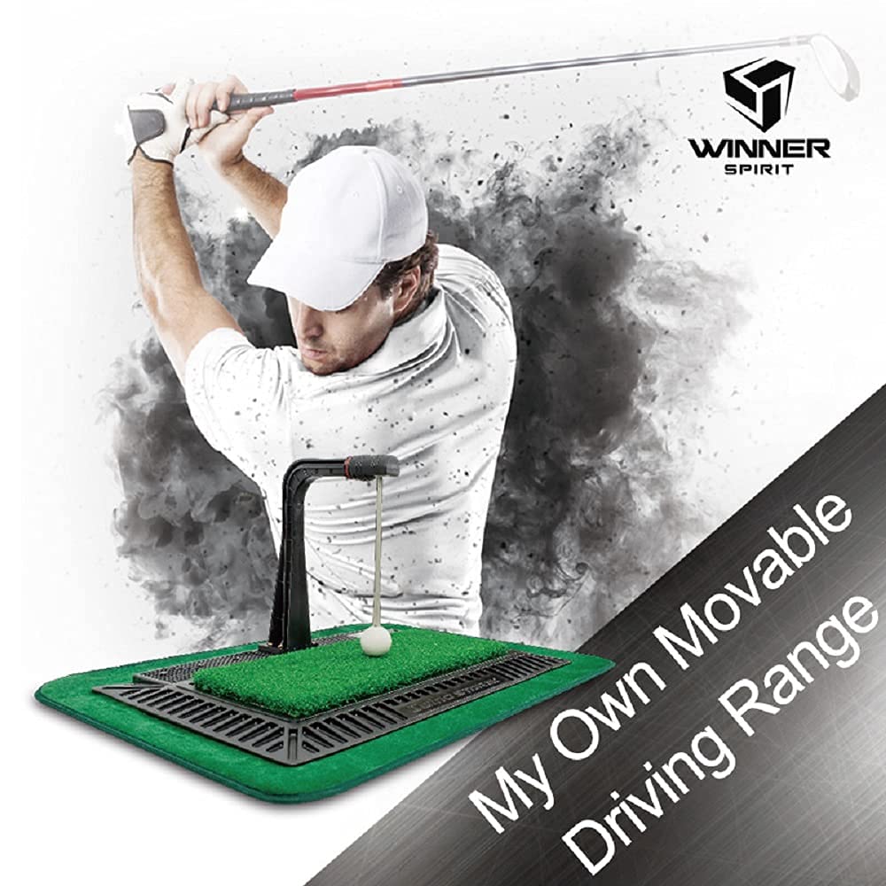 WINNER SPIRIT Real Swing 300 Golf Swing & Hitting Trainer, True Impact, Checking Path After Swing Practice Mat Groover Trainingshilfe, Höhenverstellbar