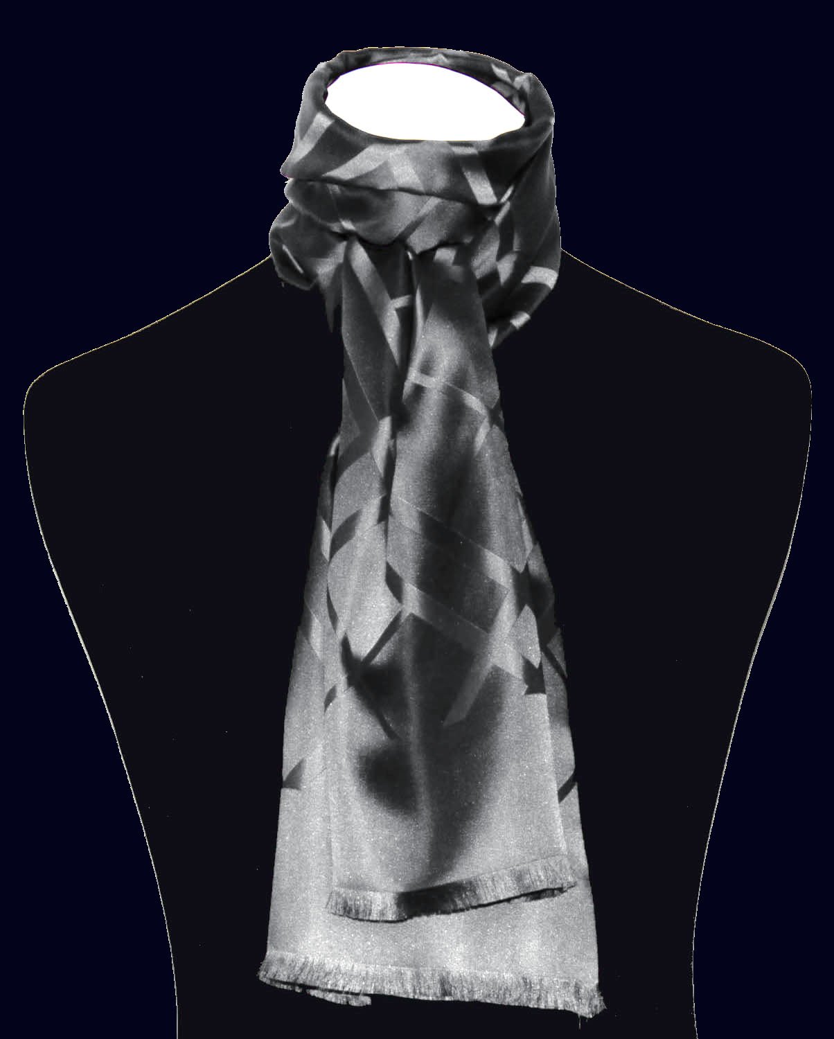 Lorenzo Cana Herrenschal aus 100% Seide aufwändig jacquard gewebter Damast Seidenschal Seidentuch Tuch silber-grau 25 cm x 160 cm 8921111