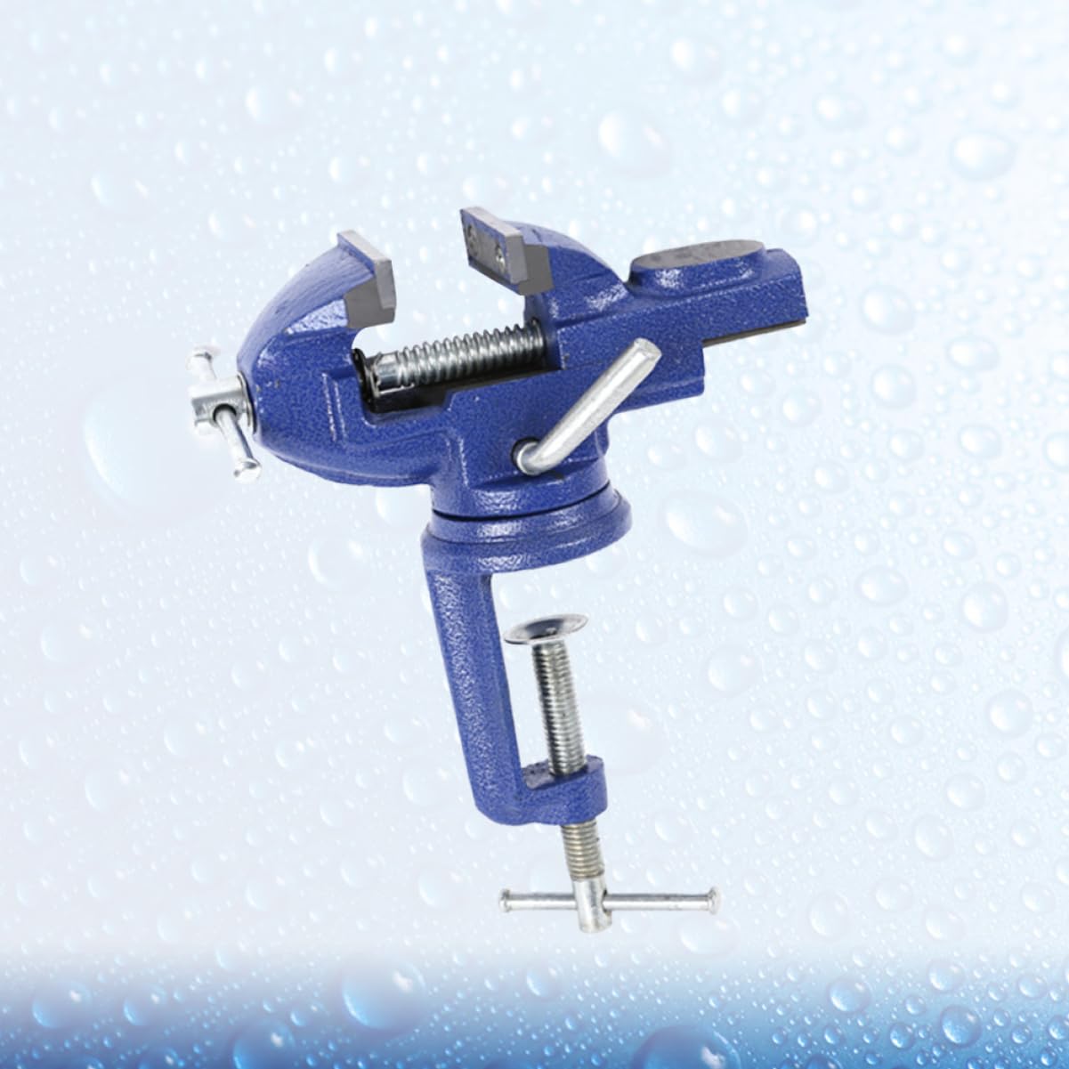 Morsetto da Banco Mini 50mm Blu, Tavola Piana 360° | Ferro, Leggero e Portatile, per Gioielli e Legno, Adatto a Modellismo e Hobbisti