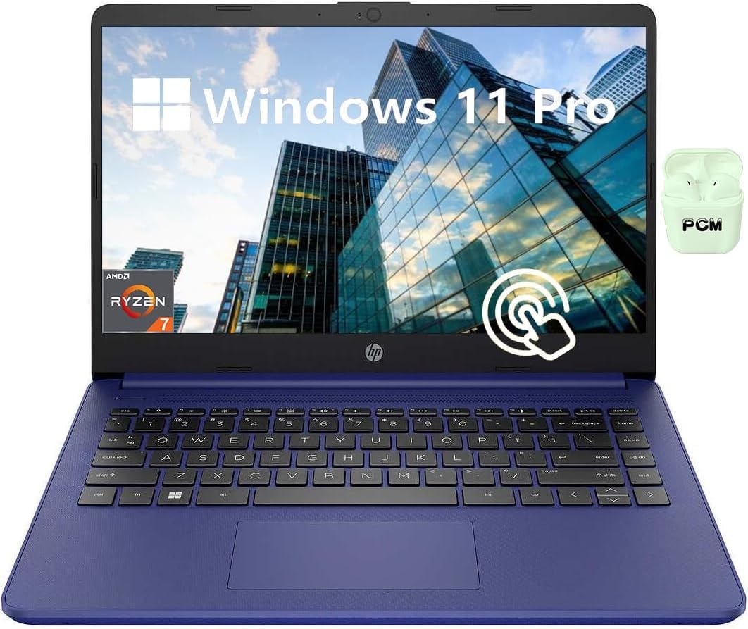 HP14 Inch Touchscreen Laptop Computer, AMD Ryzen 7 Laptop Touch Screen Notebook PC,64GB RAM 2TB SSD+512GB PSSD, Thin Lightweight Windows 11 Pro Business Laptop Lifetime Office, Copilot AI,HDMI,Webcam