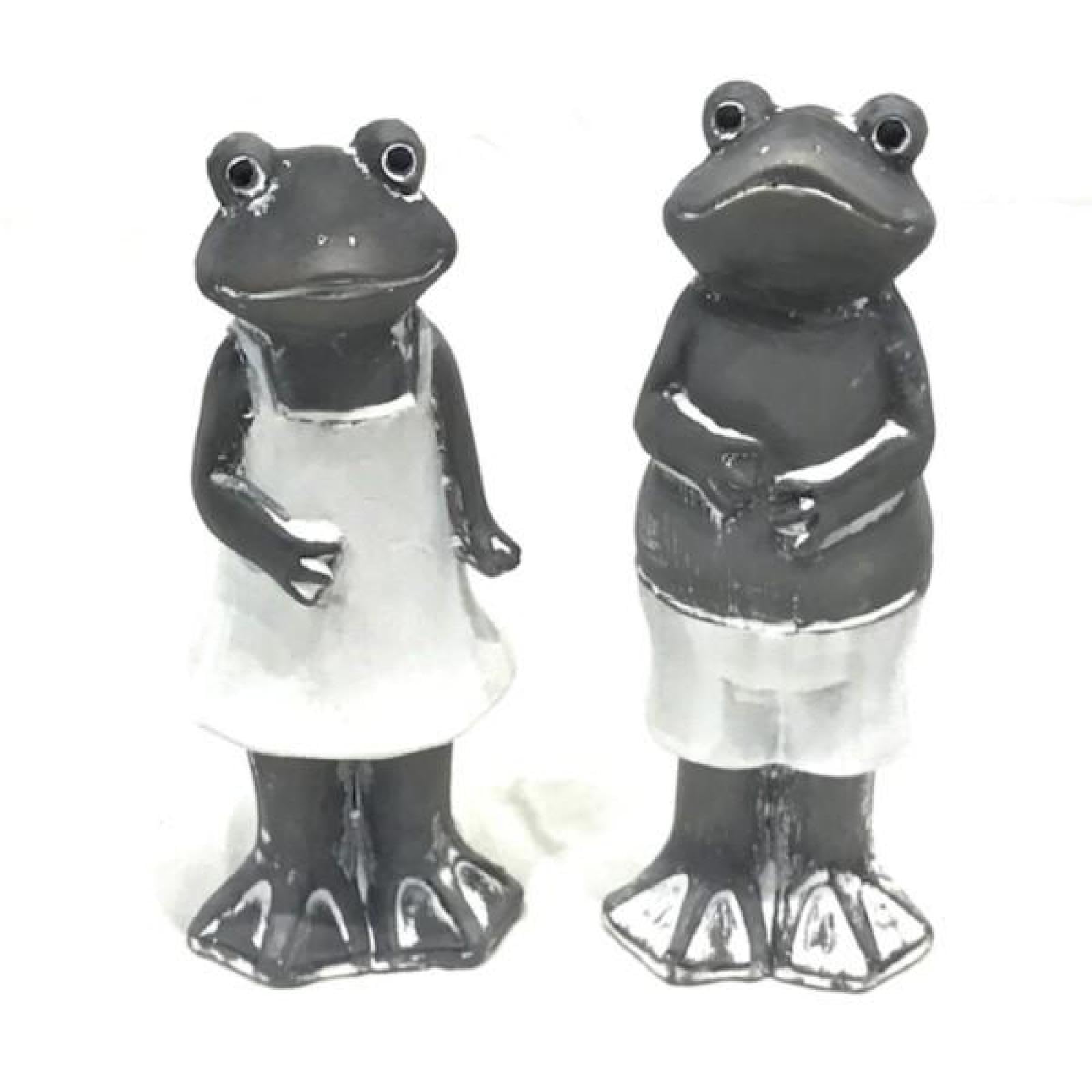 Set of 2 Assorted Paper Mache Frogs Figurine