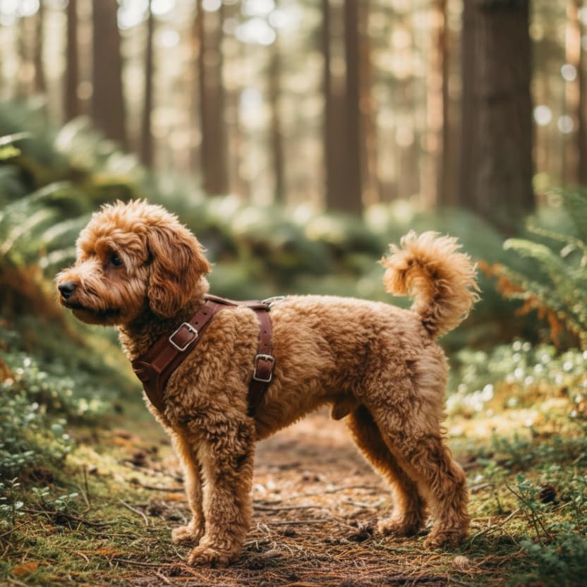 Hundegeschirr kleine Hunde aus echtem Rindsleder - Hundegeschirr Leder für Dackel, Chihuahua & co - verstellbares Welpengeschirr - Geschirr für kleine Hunde für Spaziergänge & Alltag (S)