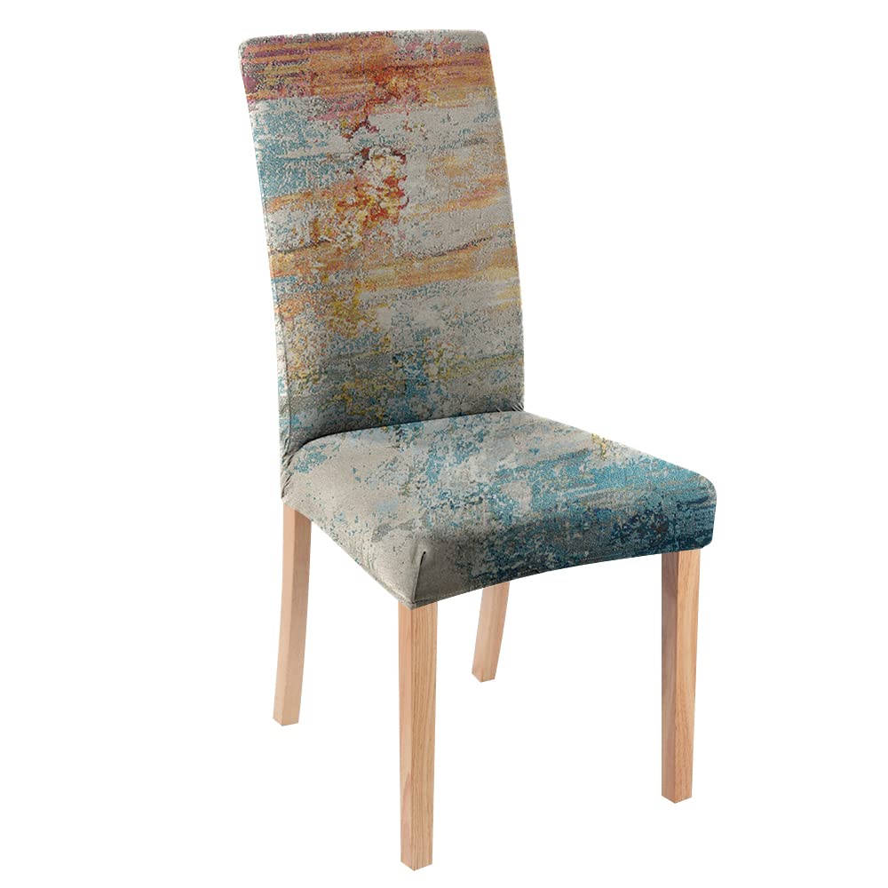 Reateforin Rust Teal Chair Cover Boho Art Dining Chair Cover Stretch Dining Chair Slipcover Removable Washable Kitchen Chair Cover Parson Chair Covers for Dining Room Set of 2 Living Room Chair Covers