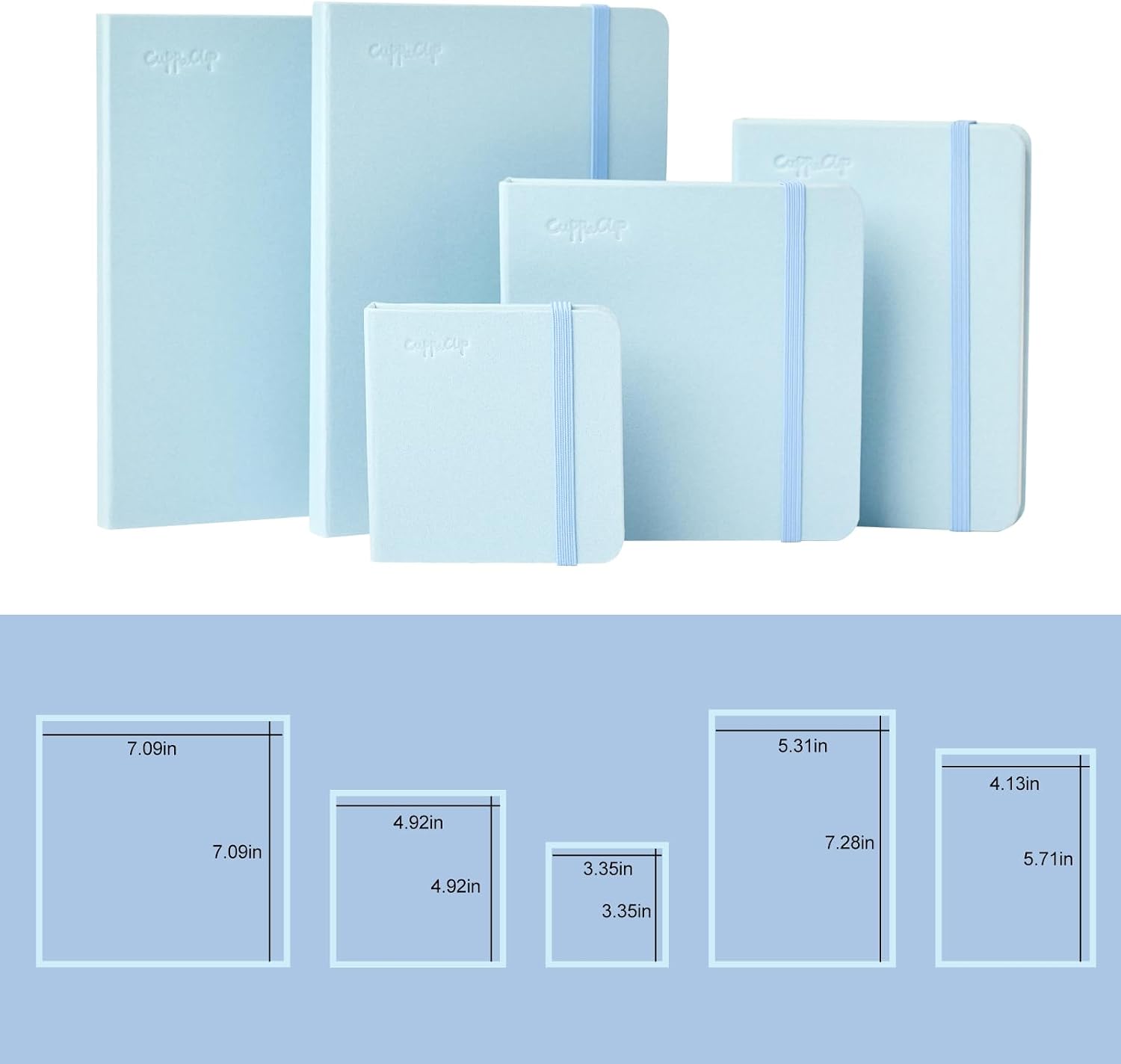 CuppaClip Watercolor Journal 300GSM Fine Grain Art Supplies for Adults Kids Watercolor Pad Wet Media Painting Wood Pulp Paper (Blue, 4.9x4.9in)