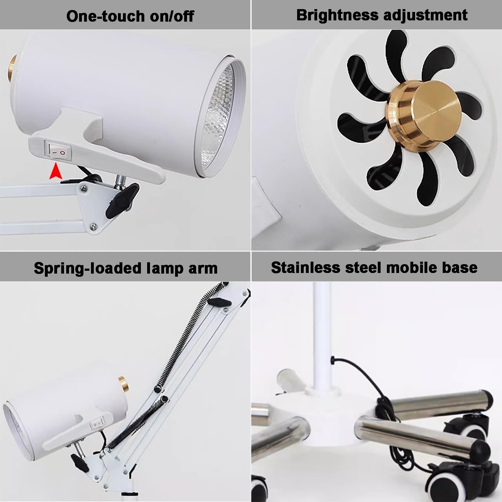 Lampada da Visita Chirurgica LED Dimmerabile da 12 W, Lampada a Luce Fredda Senza Ombre con Braccio Oscillante, Lampada per Visita Ginecologica per Chirurgia Otorinolaringoiatrica(13 * 7 cm/5 * 3 in)