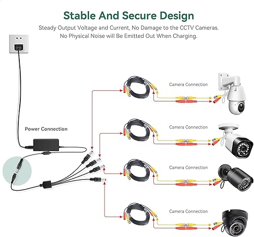 Miniatura 8 de Cable divisor de alimentación de CC de 1 a 4 machos de 1 a 4 machos de 1 a 4 vías, salida de alimentación de CC de 1 a 4 vías, cable adaptador en Y