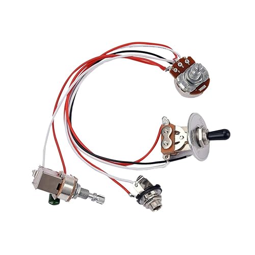 1 juego de arnés de cableado para guitarra eléctrica, kit precableado de 3 vías, 1 volumen, 1 tono, potenciómetro de 500 K