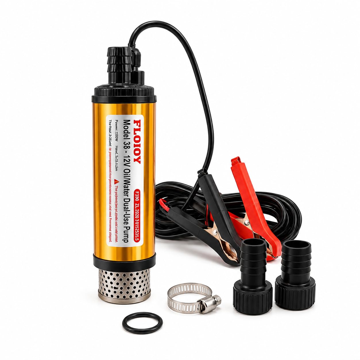 Flojoy Diesel Transfer Pump 12V 100W Portable Submersible 38mm | 20-25 LPM Flow Rate, 3 Outlet Nozzles, with Filter, For Boats & Tractors, Oil & Water Pump-image-33