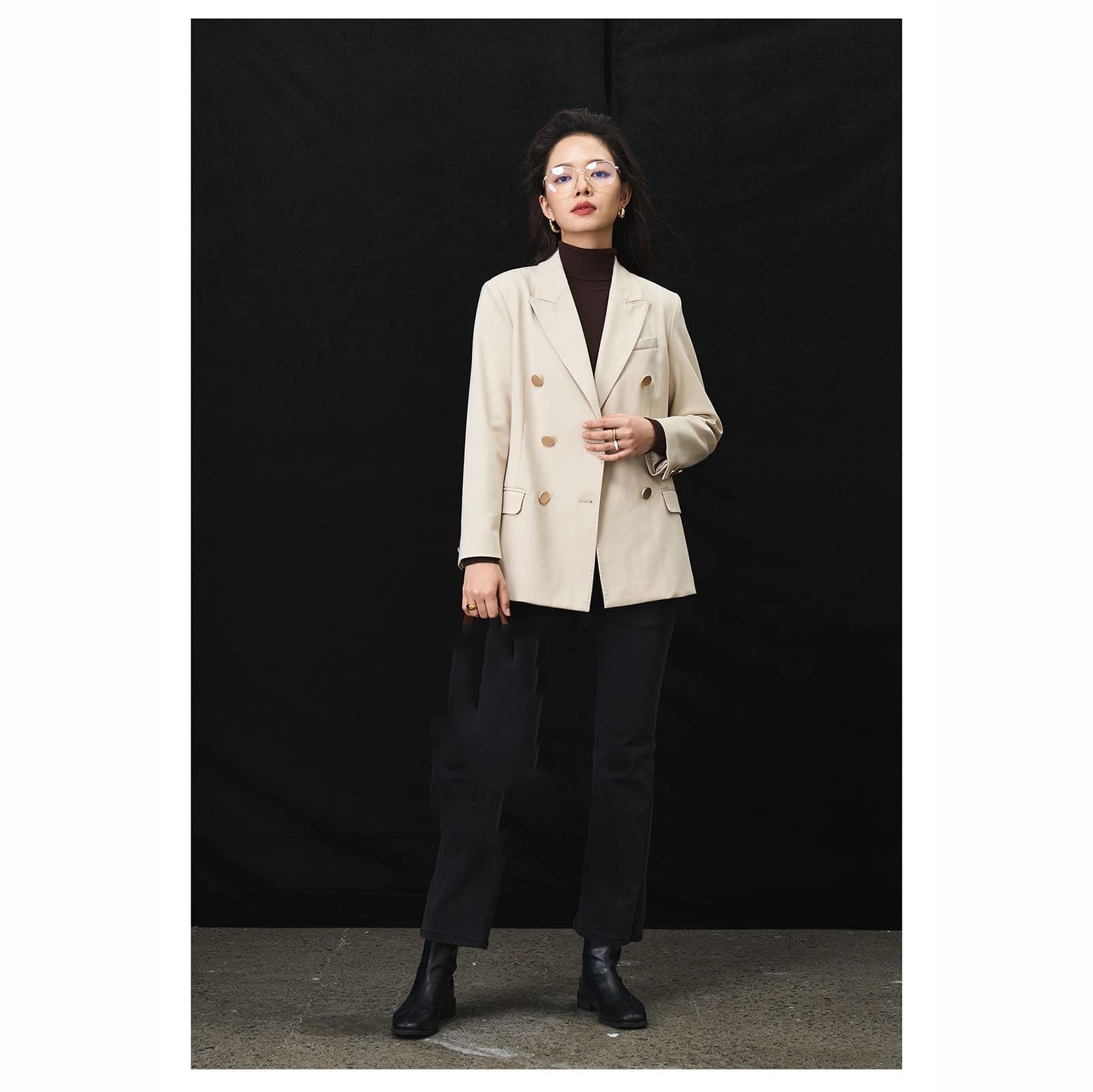 CUTTE Damen Formale Blazer Jacke Büro Business Arbeitsjacke Umlegekragen Blazer Slim Fit Lady Zweireiher Anzug Arbeitskleidung