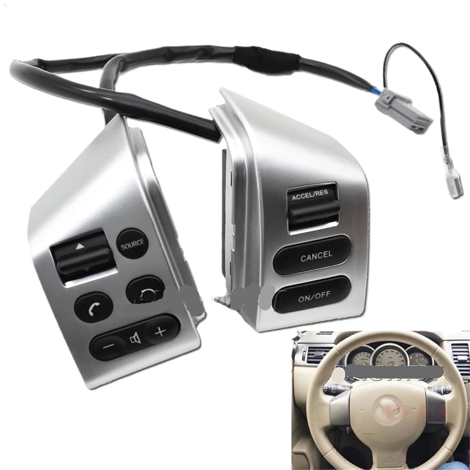 Steering Wheel Mounted Cruise Control Switch Butto Car Styling Steering Wheel Button Cruise Control Switch/Fit for Nissan Sylphy 2005-2017 Tiida 2005-2008 Livina 2007 2008 2009 2010(Medium-Black)